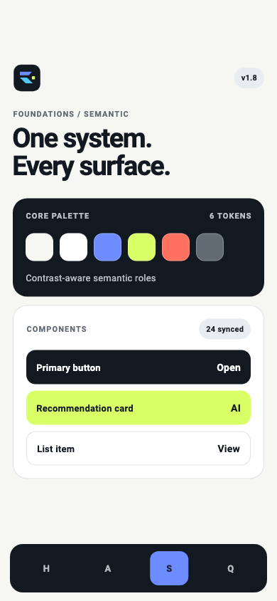 Semantic design system tokens and synchronized components